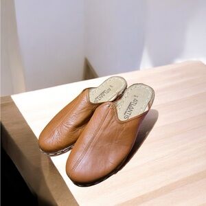 Women's Tan Leather Slip-On Shoes
